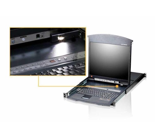 KVM переключатель ATEN 8P CAT-5 HIGH DENSITY DUAL RAIL LCD KVM*KL1508AN-AXA-RG KVM переключатель ATEN 8P CAT-5 HIGH DENSITY DUAL RAIL LCD KVM*KL1508AN-AXA-RG