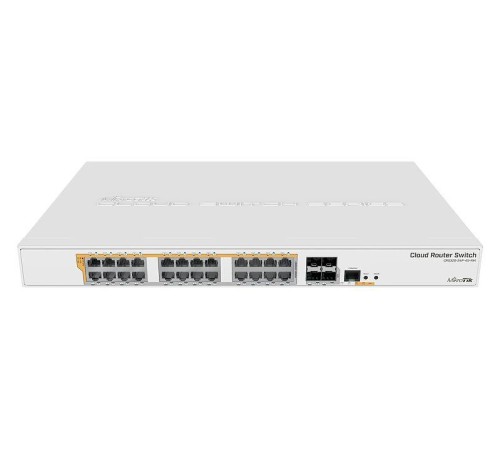 Коммутатор/ CRS328-24P-4S+RM Cloud Router Switch 24 port Gigabit Ethernet router/switch with four 10Gbps SFP+ ports in 1U rackmount case, Dual Boot and PoE output, 500W