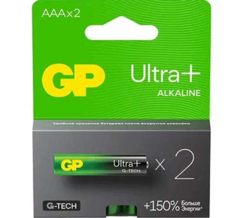 Элемент питания Алкалиновые батарейки c технологией G-tech GP Ultra Plus Alkaline 24А AАA - 2 шт. на блистере (2 шт.)