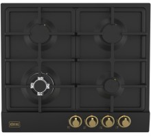 Встраиваемая варочная панель Korting/ Газ, 60 см, ретро, WOK-конфорка, матовый черный
