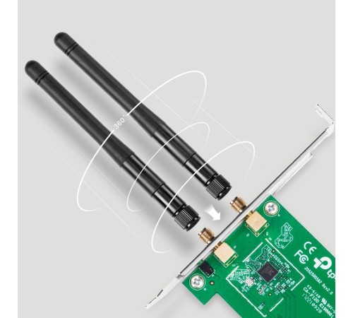 Адаптер Wi-Fi/ 300Mbps Wireless N PCI Express Adapter, Atheros, 2T2R, 2.4GHz, 802.11n/g/b, 2 detachable antennas