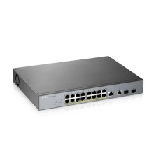 коммутатор Smart L2 коммутатор PoE+ для IP-видеокамер Zyxel NebulaFlex Pro GS1350-18HP, rack 19", 16xGE PoE+, 2xCombo (SFP/RJ-45), бюджет PoE 250 Вт, питание до 250м, автоперезагрузка PoE-портов