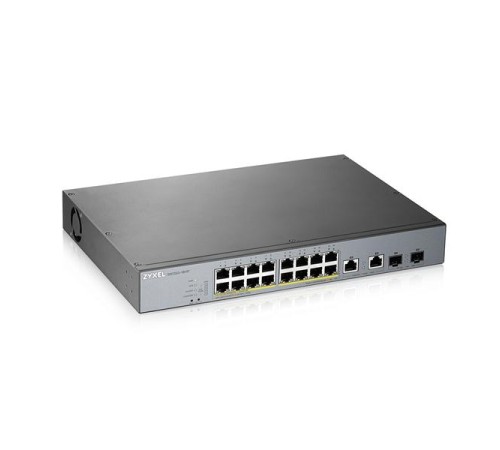 коммутатор Smart L2 коммутатор PoE+ для IP-видеокамер Zyxel NebulaFlex Pro GS1350-18HP, rack 19", 16xGE PoE+, 2xCombo (SFP/RJ-45), бюджет PoE 250 Вт, питание до 250м, автоперезагрузка PoE-портов