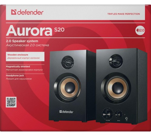 Defender Акустическая 2.0 система Aurora S20 20 Вт, деревянный корпус, 220В