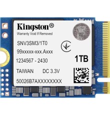 Твердотельный накопитель/ Kingston SSD NV3, 1000GB, M.2(22x30mm), NVMe, PCIe 4.0 x4, 3D TLC, R/W 6000/4000MB/s, TBW 320, DWPD 0.2 (60 мес)