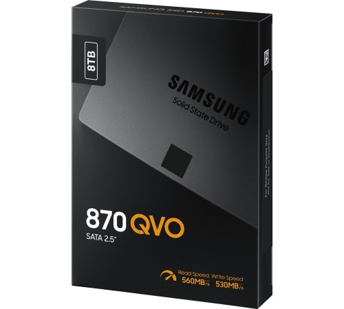Твердотельные накопители/ Samsung SSD 870 QVO, 8000GB, 2.5" 7mm, SATA3, 4-bit MLC, R/W 560/530MB/s, IOPs 98 000/88 000, TBW 2880, DWPD 0.33 (12 мес.) Твердотельные накопители/ Samsung SSD 870 QVO, 8000GB, 2.5" 7mm, SATA3, 4-bit MLC, R/W 560/530MB/s, IOPs 98 000/88 000, TBW 2880, DWPD 0.33 (12 мес.)
