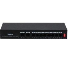 8-портовый неуправляемый коммутатор с РоЕ Порты: 8 RJ45 10/100Мбит/с (PoE/PoE+) 2 RJ45 10/100Мбит/с (uplink); мощность PoE: порты 18 до 30Вт суммарно до 65Вт; питание: 100240В(AC)