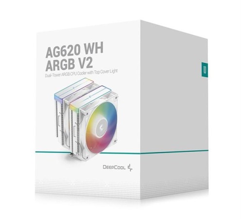 Кулер для процессора DEEPCOOL AG620 WH ARGB V2 LGA20XX/1700/1200/115X/AM5/AM4 (9шт/кор, TDP 260W, PWM, ARGB DUAL Fan 120mm, 6 тепл. трубок, белый) RET (R-AG620-WHAMMN-GJD)