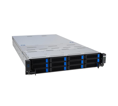 Серверная платформа/ ASUS RS720-E11-RS12U, 2U, 2 x LGA4677,  32 DIMM DDR5, 12=8 x NVMe/SAS*/SATA + 4 NVMe/SATA hs, 2 x M.2 slot, 2 x 10Gbe (X710) RJ45 port,Up to 8 slots PCIe 5.0, 1 x OCP 3.0, 1+1 1600W