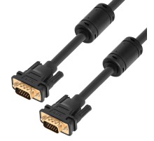 GCR Кабель PROF SVGA 1.0m чёрный, GOLD, ферритовые кольца, OD8.0mm, 15M / 15M Premium, 28/28 AWG, двойной экран