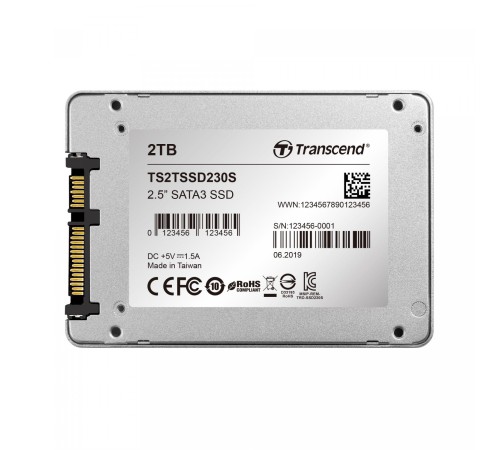Твердотельный накопитель/ Transcend SSD SSD230S, 2048GB, 2.5" 7mm, SATA3, 3D TLC, R/W 560/520MB/s, IOPs 85 000/89 000, DRAM buffer 1024MB, TBW 1120, DWPD 0.3 (5 лет) Твердотельный накопитель/ Transcend SSD SSD230S, 2048GB, 2.5" 7mm, SATA3, 3D TLC, R/W 560/520MB/s, IOPs 85 000/89 000, DRAM buffer 1024MB, TBW 1120, DWPD 0.3 (5 лет)