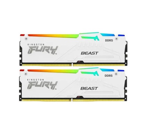 Память оперативная/ Kingston 32GB 6000MT/s DDR5 CL36 DIMM (Kit of 2) FURY Beast White RGB EXPO Память оперативная/ Kingston 32GB 6000MT/s DDR5 CL36 DIMM (Kit of 2) FURY Beast White RGB EXPO