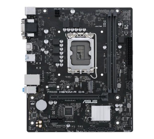 Материнская плата ASUS PRIME H610M-R D4-SI, LGA1700, H610, 2*DDR4, 4*SATA, 1*M.2, 4*USB 3.2, 1*PCIx16, 1*PCIx1, VGA+HDMI+DVI-D, mATX; 90MB1B40-M0ECY0