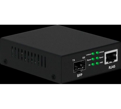Медиаконвертер Gigabit Ethernet/ Медиаконвертер Gigabit Ethernet, SFP 1000Мбит/c, RJ45 10/100/1000Мбит/c, поддержка LFP. Металлический корпус. БП DC12V(1A) в комплекте. Размеры (ШхВхГ): 70x25x95мм. Вес: 0,2кг. Рабочая температура: -10…+55°С. Совместим с ш Медиаконвертер Gigabit Ethernet/ Медиаконвертер Gigabit Ethernet, SFP 1000Мбит/c, RJ45 10/100/1000Мбит/c, поддержка LFP. Металлический корпус. БП DC12V(1A) в комплекте. Размеры (ШхВхГ): 70x25x95мм. Вес: 0,2кг. Рабочая температура: -10…+55°С. Совместим с ш