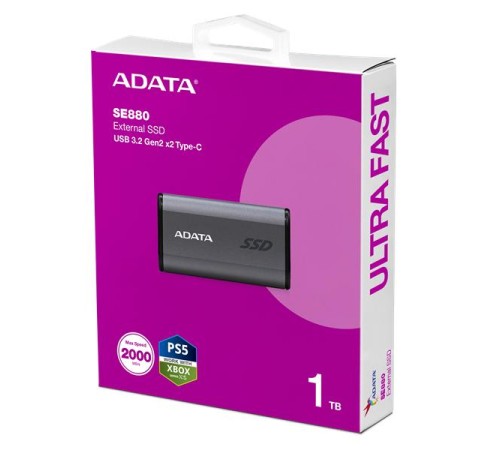 Внешний накопитель Внешний SSD 1TB USB 3.2 Gen 2x2 Type-C R2000/W2000MB/s 3D NAND серый