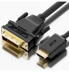 GCR Кабель 20.0m HDMI-DVI черный, OD8.0mm, 28 AWG, позолоченные контакты, 19M / 25M Dual Link, тройной экран