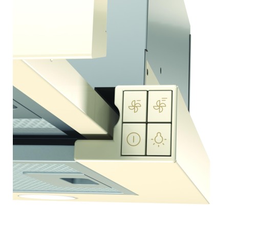 Встраиваемые вытяжки GORENJE/ BHP62CLI, Встраиваемая телескопическая вытяжка, Цвет вытяжки/короба: Слоновая кость, Отвод 435 м3/ч, механические переключатели, светодиодное освещение