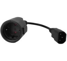  Шнур переходной, вилка C14 - розетка Schuko, 3х0.75, 220В, 10А, черный, 0.2 метра