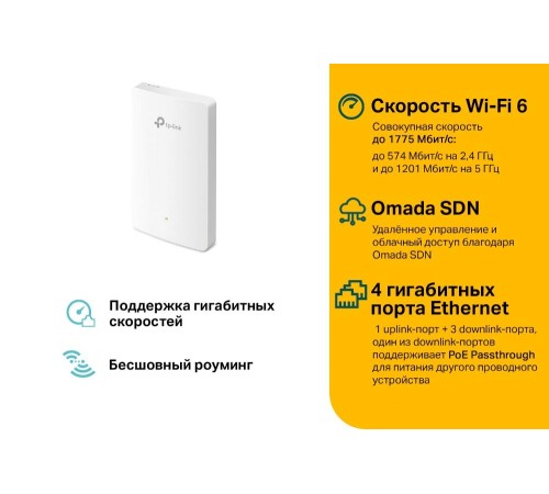 Точка доступа/ AX1800 Wall Plate Wi-Fi 6 Access Point UKplug Точка доступа/ AX1800 Wall Plate Wi-Fi 6 Access Point UKplug