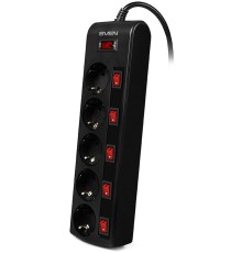 Фильтр SVEN SF-05PL с индивидуальными выключателями 3,0 м (5 розеток) черный
