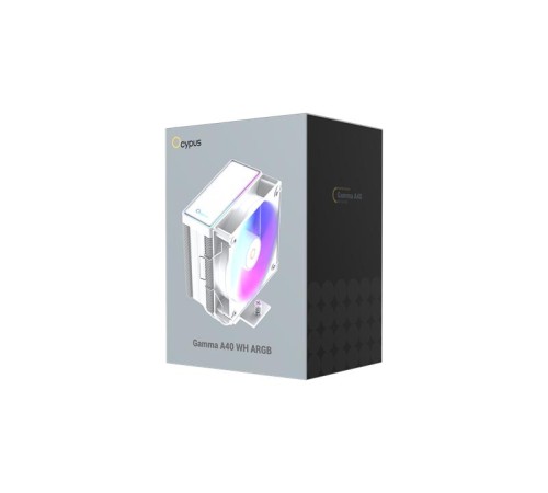 Кулер для процессора Ocypus Gamma A40 WH ARGB Digital, 100mm ARGB FAN, Top Display Panel, 4 HEAT PIPES, 4-PIN PWM, 600-2400 RPM, 29.5DBA, HYDRO BEARING, LGA115X/1200/1700/18XX, AM4/AM5