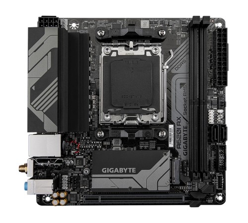 Материнская плата/ MB GIGABYTE AMD A620 sAM5, 2xDDR5(96GB), HDMI 2.1/DP, 1xPCIe 4.0x16, 1xLAN (2.5GbE), Wi-Fi, BT, 2xSATA 6Gb/s, 1xM.2, 1xUSB-C, 2xUSB 3.2, 3xUSB 2.0, mini ITX Материнская плата/ MB GIGABYTE AMD A620 sAM5, 2xDDR5(96GB), HDMI 2.1/DP, 1xPCIe 4.0x16, 1xLAN (2.5GbE), Wi-Fi, BT, 2xSATA 6Gb/s, 1xM.2, 1xUSB-C, 2xUSB 3.2, 3xUSB 2.0, mini ITX