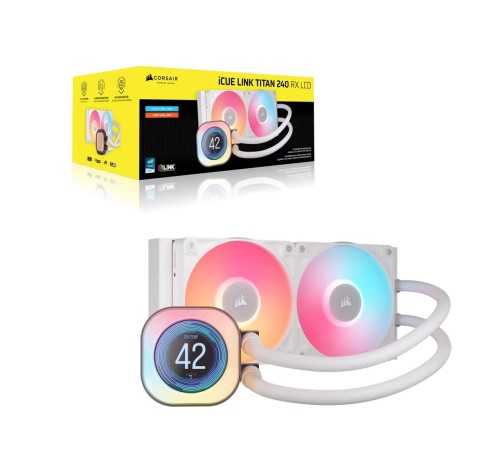 Система жидкостного охлаждения/ Water Cooling System Corsair iCUE LINK TITAN 240 RX LCD (240mm, White, RGB/ Fans: 2x120mm, 73.5CFM, 36dBA, 2100RPM/ S: 1851, 1700, AM5, AM4) Система жидкостного охлаждения/ Water Cooling System Corsair iCUE LINK TITAN 240 RX LCD (240mm, White, RGB/ Fans: 2x120mm, 73.5CFM, 36dBA, 2100RPM/ S: 1851, 1700, AM5, AM4)