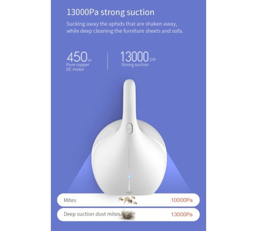 Пылесос для удаления пылевых клещей deerma Mite Vacuum Cleaner CM800 White, 450W, 75dB (Мятая упаковка) Пылесос для удаления пылевых клещей deerma Mite Vacuum Cleaner CM800 White, 450W, 75dB (Мятая упаковка)