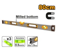 Пузырьковый уровень с мощными магнитами Ingco HSL38080M,80 см, 3 уровня