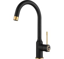 Смеситель RIVELATO Rivelato Смеситель для кухни Garda U-обр. D-35мм, монтаж: вертикально на раковину, материал: нержавеющая сталь, цвет: антрацит золото