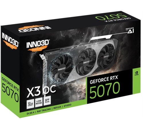 Видеокарта INNO3D RTX 5070 X3 OC//RTX5070, HDMI, DP*3, 12G,D7