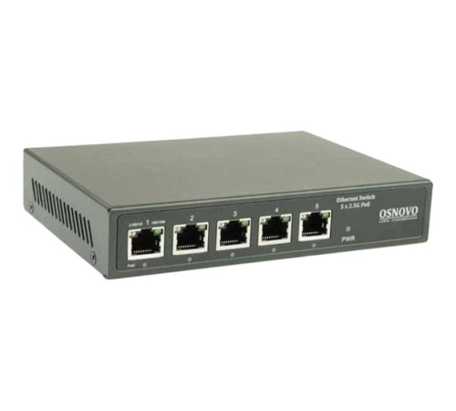 Коммутатор/ OSNOVO PoE коммутатор 2.5G Ethernet на 5 RJ45 портов. Порты: 1 x 2.5G (10/100/1000/2500Base-TX) с PoE (до 60W, A+B) + 3 x 2.5G (10/100/1000/2500Base-TX) с PoE (до 30W), 1 x 2.5G