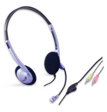 Гарнитура Genius HS-02B, 2х mini jack 3.5mm, регулятор громкости на проводе (Мятая упаковка)