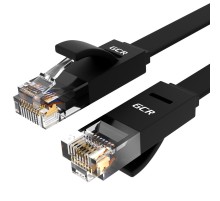 GCR Патч-корд PROF плоский прямой 0.5m, UTP медь кат.6, черный, 30 AWG, GCR-LNC616-0.5m, ethernet high speed 10 Гбит/с, RJ45, T568B