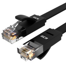 GCR Патч-корд PROF плоский прямой 0.5m, UTP медь кат.6, черный, 30 AWG, GCR-LNC616-0.5m, ethernet high speed 10 Гбит/с, RJ45, T568B