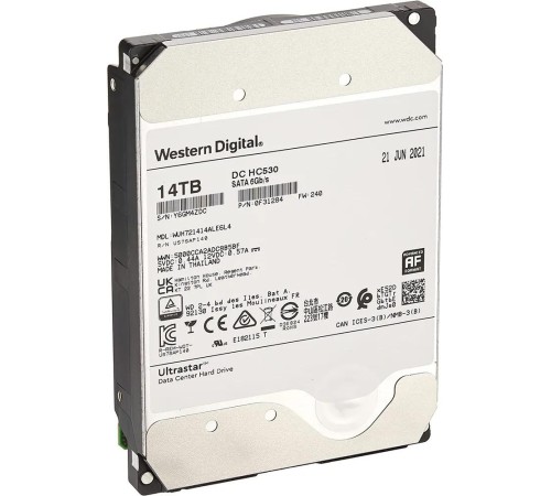 Жесткий диск/ HDD HGST SATA Server 14Tb Ultrastar DC HC530 7200 6Gb/s 512MB (02312HPE, clean pulled ,individual service box,1pc/box) 1 year warranty (replacement WUH721414ALE6L4, ST12000NM0008)