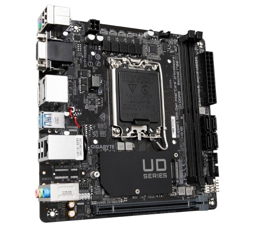 Материнская плата/ MB GIGABYTE INTEL H610 s1700, 2xDDR5(64GB), D-SUB/HDMI 2.1/2xDP, 1xPCIe 4.0x16, 1xLAN, 4xSATA 6Gb/s, 1xM.2, 2xUSB 3.2, 4xUSB 2.0, mini ITX