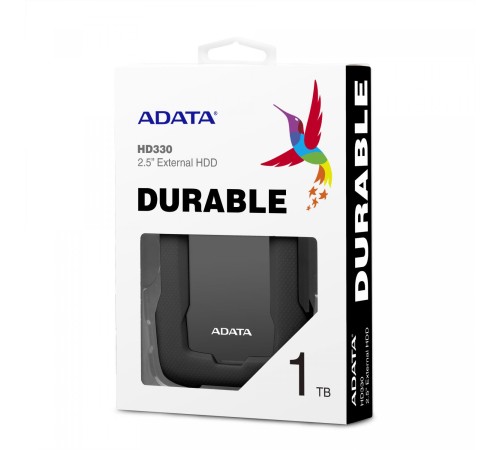 Внешний жесткий диск/ Portable HDD 1TB ADATA HD330 (Black), Silicone, USB 3.2 Gen1, 133x89x16mm, 190g /3 года/