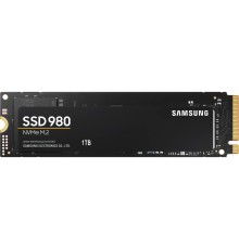 Твердотельные накопители/ Samsung SSD 980, 1000GB, M.2(22x80mm), NVMe 1.4, PCIe 3.0 x4, 3-bit MLC, R/W 3500/3000MB/s, IOPs 500 000/480 000, TBW 600, DWPD 0.33 (12 мес.)