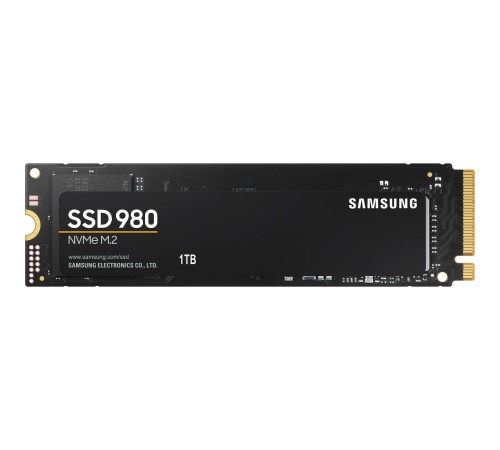 Твердотельные накопители/ Samsung SSD 980, 1000GB, M.2(22x80mm), NVMe 1.4, PCIe 3.0 x4, 3-bit MLC, R/W 3500/3000MB/s, IOPs 500 000/480 000, TBW 600, DWPD 0.33 (12 мес.)