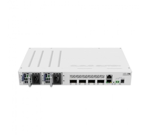 Коммутатор/ CRS504-4XQ-IN Cloud Router Switch with Quad-Core A9531 650 MHz CPU, 16 x 25G port 98DX4310 switch chip, 64 MB RAM, 4 x 100G QSFP28 ports, 1 x 100Mbit Eth port for management, RouterOS L5, desktop case