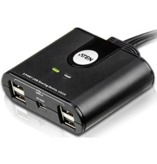Переключатель, электрон., USB, 2 User > 2 устройства + клавиатура + мышь, 2 USB A-тип > 4 USB A-тип, Male > Female, со встроен. шнурами 2х1.2м., (USB 2.0)/ 2 PORT USB PERIPHERAL SWITCH.