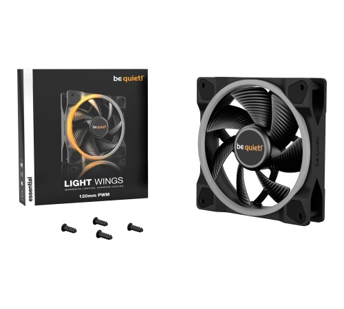 Кулер для корпуса/ Case Cooler be quiet! LIGHT WINGS 120mm PWM (120x120x25mm, 4-pin PWM, ARGB, 41.5CFM, 20.6dBA, 1700RPM, Black) Кулер для корпуса/ Case Cooler be quiet! LIGHT WINGS 120mm PWM (120x120x25mm, 4-pin PWM, ARGB, 41.5CFM, 20.6dBA, 1700RPM, Black)