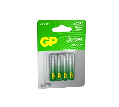 Батарейки AAA Алкалиновые батарейки GP Super Alkaline G-Tech 24A AAA - 4 шт. на блистере