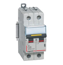 Автоматический выключатель DX3 10000 - 16 кА - DC - 250 В - 2 защищенных полюса - 20 А - 2 модуля Авт.вк.DX3 DC C20A 2П 10/16kA