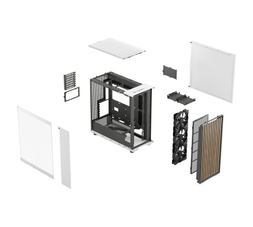 Корпус ПК без блока питания/ Case Fractal Design North XL TG Dark Tint, Full-Tower, 3x140mm, 2xUSB-A 3.2 + 1xUSB 3.2 Type-C E-ATX, ATX, mATX, mITX Wood panel, Chalk White