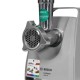 Мясорубка BOSCH/ РОЗНИЧНЫЙ ЭКСКЛЮЗИВ!! 600/1800Вт, 3 кг/мин., белый/серый фронт, реверс, отсек для хран., 3 диска, кебаб