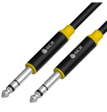 GCR Кабель 10.0m аудио STEREO jack 6,35mm/jack 6,35mm черный, AL case черный, желтая окантовка, M/M, GCR-53428