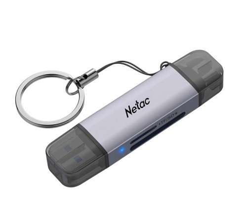 Кардридер  Netac Flash card reader WK13, USB3.0+Type-C to mSD/SD, Grey (repl. NT09WK13-30GR)