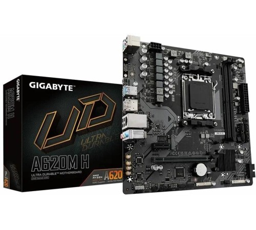 Материнская плата GIGABYTE A620M H, AM5, A620, 2*DDR5, 4*SATA, 1*M.2, 2*USB 3.2, 4*USB 2.0, Type-C, 1*PCIx16, 1*PCIx1, DP+HDMI, mATX